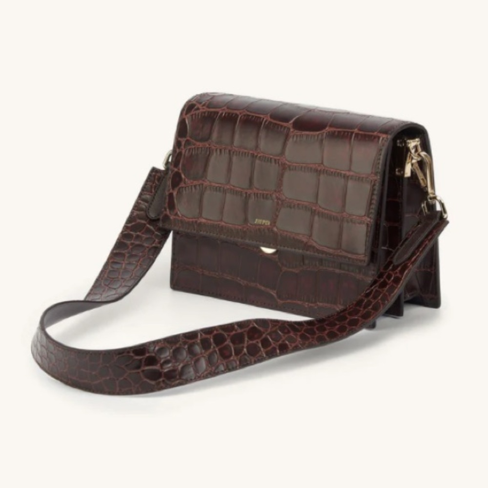 JW Pei Mini Flap Crossbody - Brown Croc